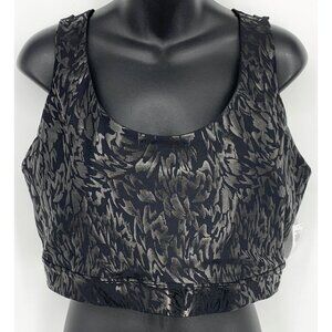 Old Navy Active Plus 2X Powersoft Medium Support Sport Bra Black Gray NWT New